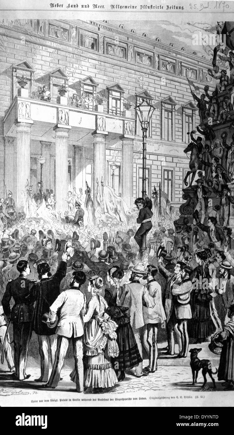 Public reading of the victory dispatch from Sedan in Berlin, 1870 Stock Photo