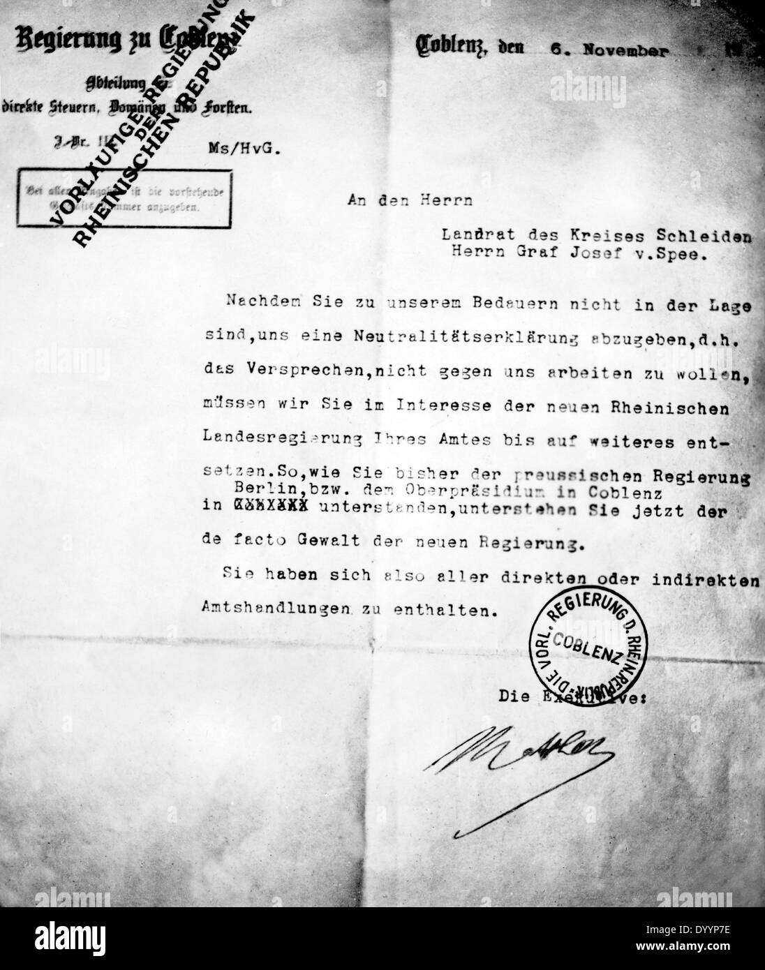 A letter of the separatists, 1923 Stock Photo