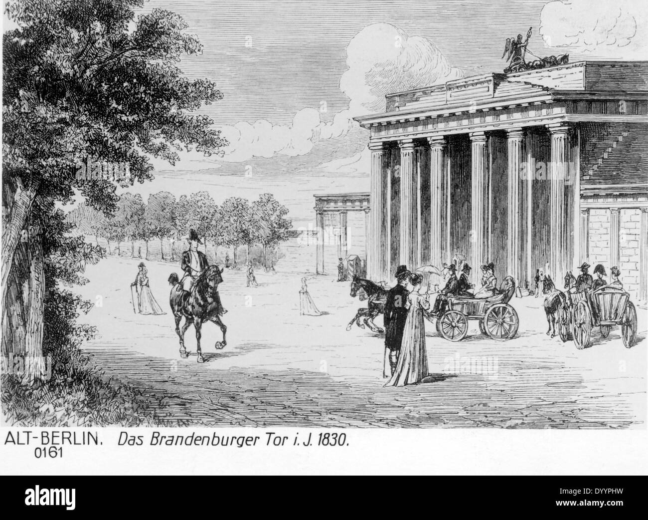 Brandenburg Gate in Berlin, 1830 Stock Photo