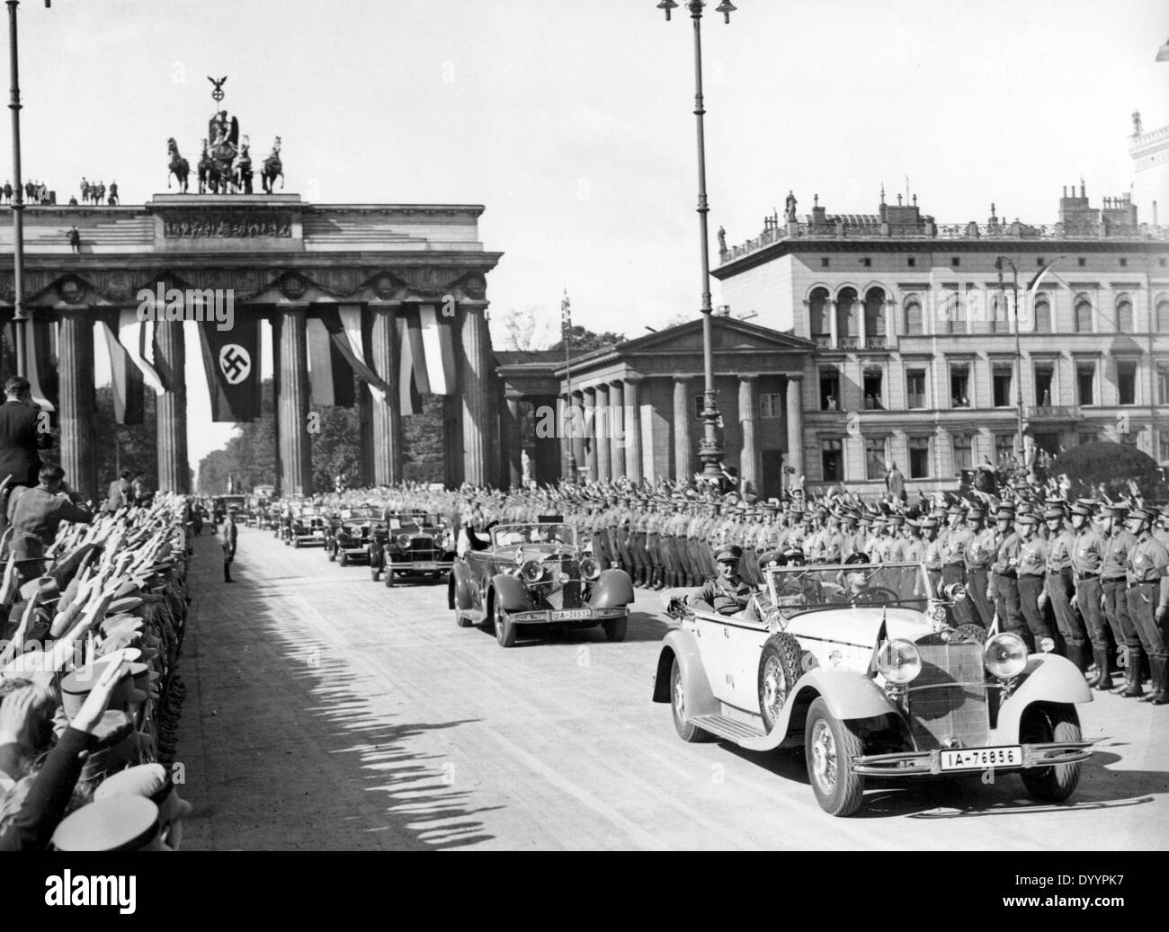 Opening of the State Council with parade in front of the Brandenburg Gate in Berlin, 1933 Stock Photo