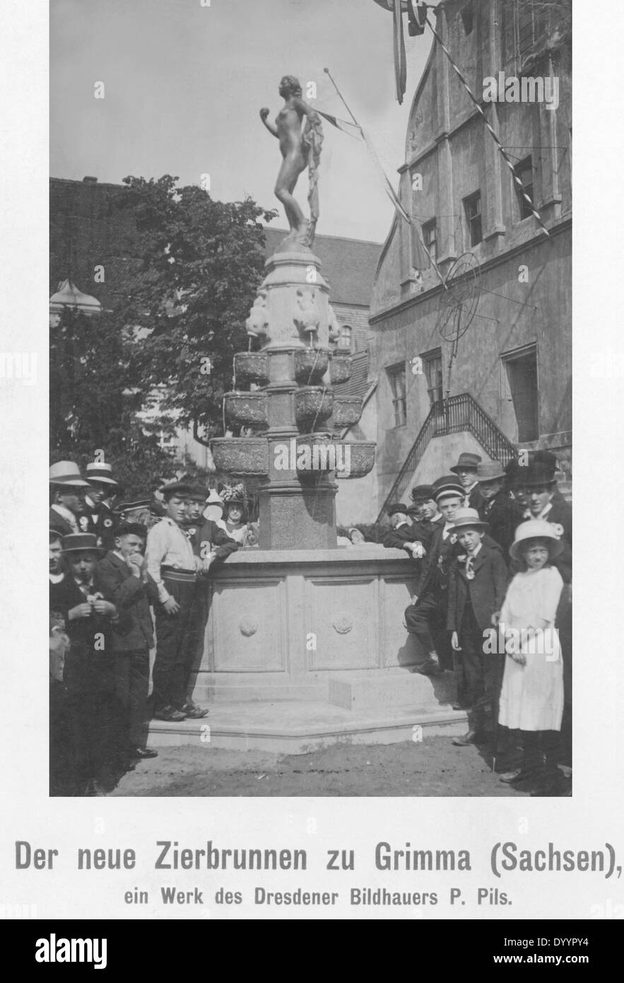 The Eva Fountain in Grimma, 1912 Stock Photo