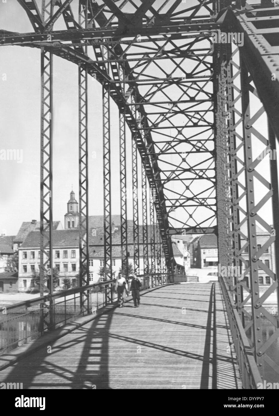 A bridge across the river Oder near Gartz Stock Photo