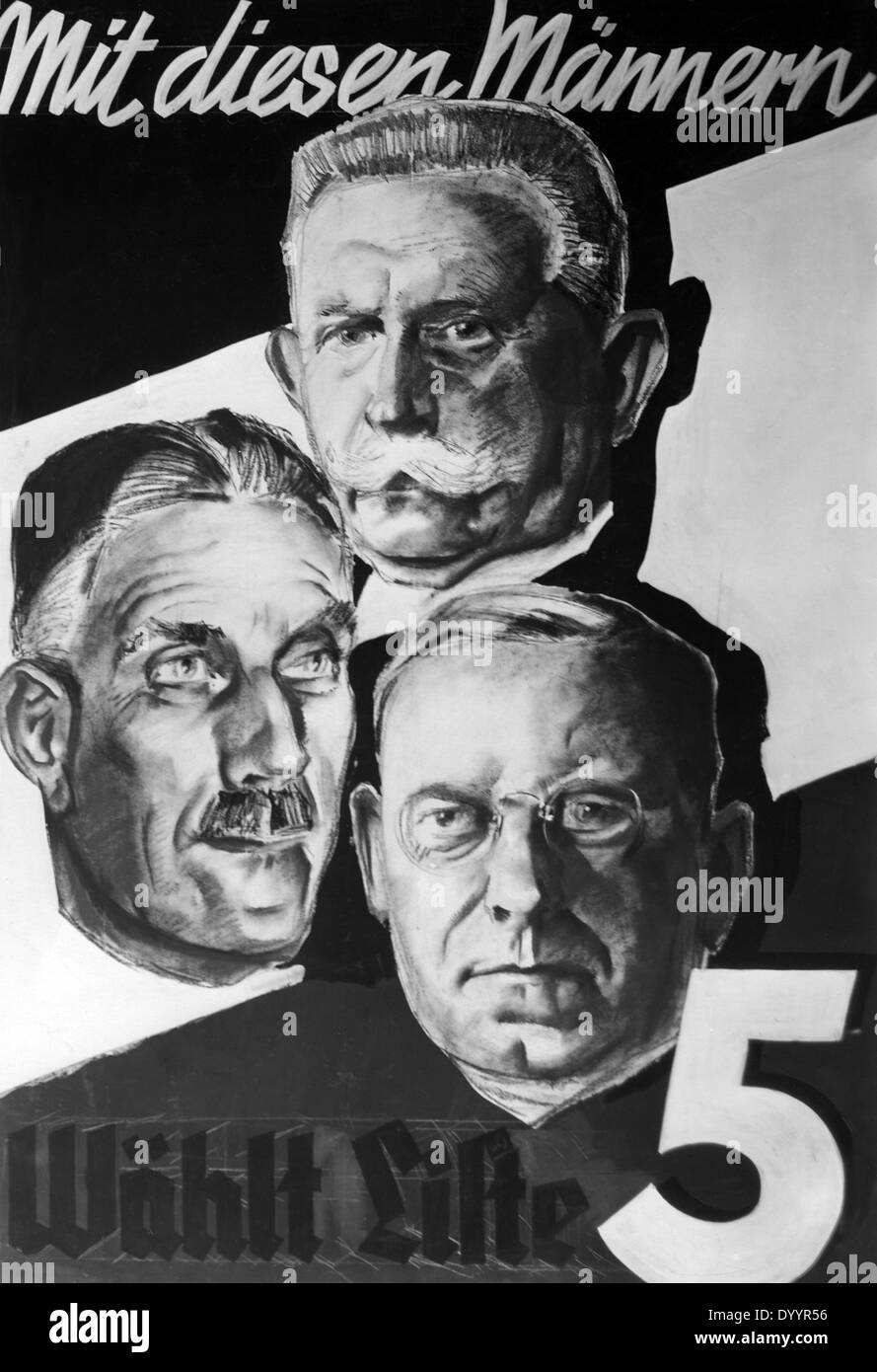 Election poster Battlefront Black-White-Red, 1933 Stock Photo