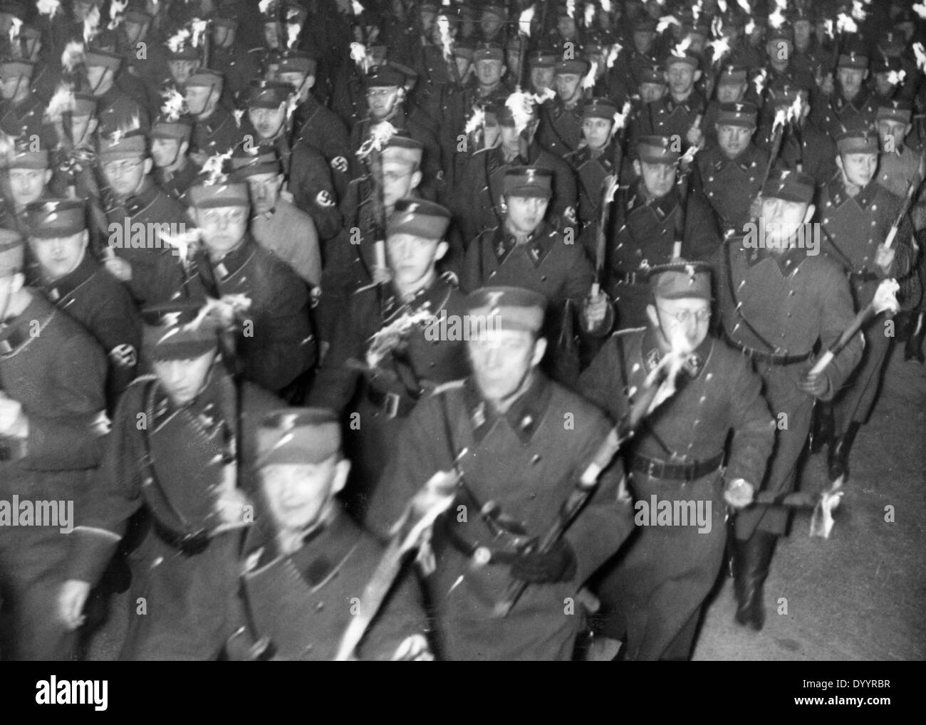 SA men in the torchlight procession in Berlin, 1933 Stock Photo