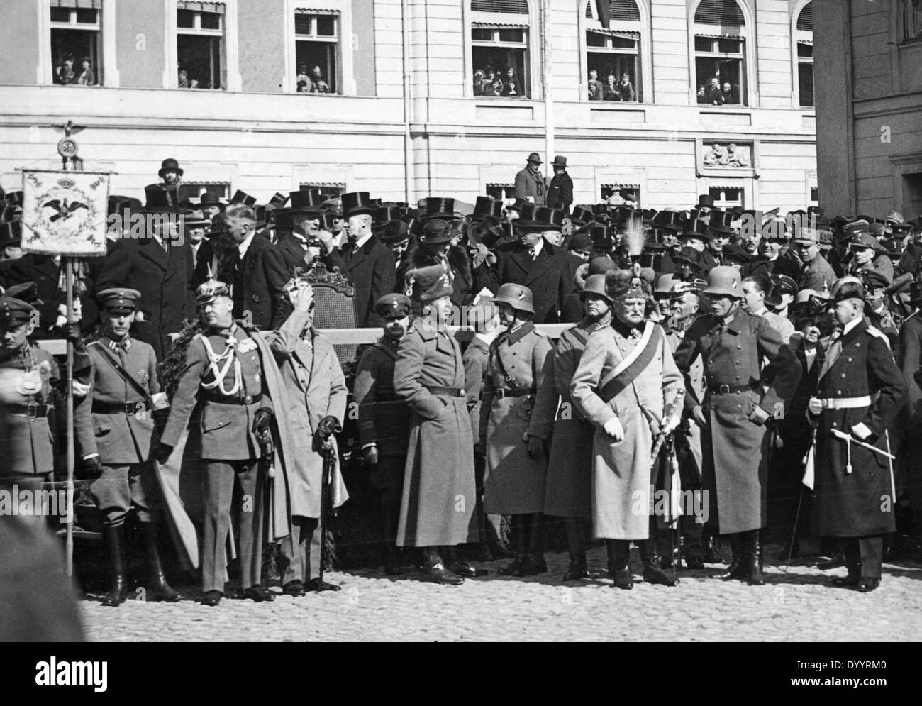 Spectators at the march in review on the Day of Potsdam, 1933 Stock