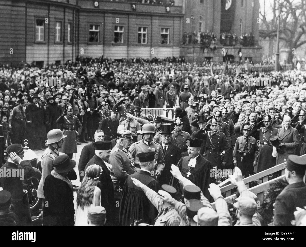 Paul von Hindenburg on his way into St. Nicholas' Church, 1933 Stock ...