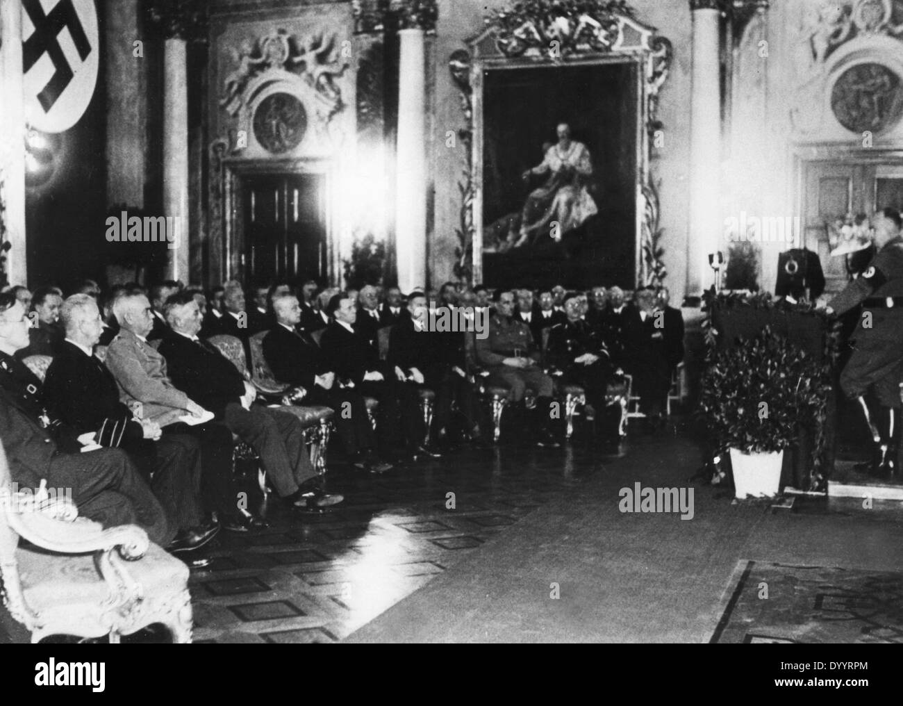 Hans Frank gives a speech at the Justizpalast in Munich, 1933 Stock Photo