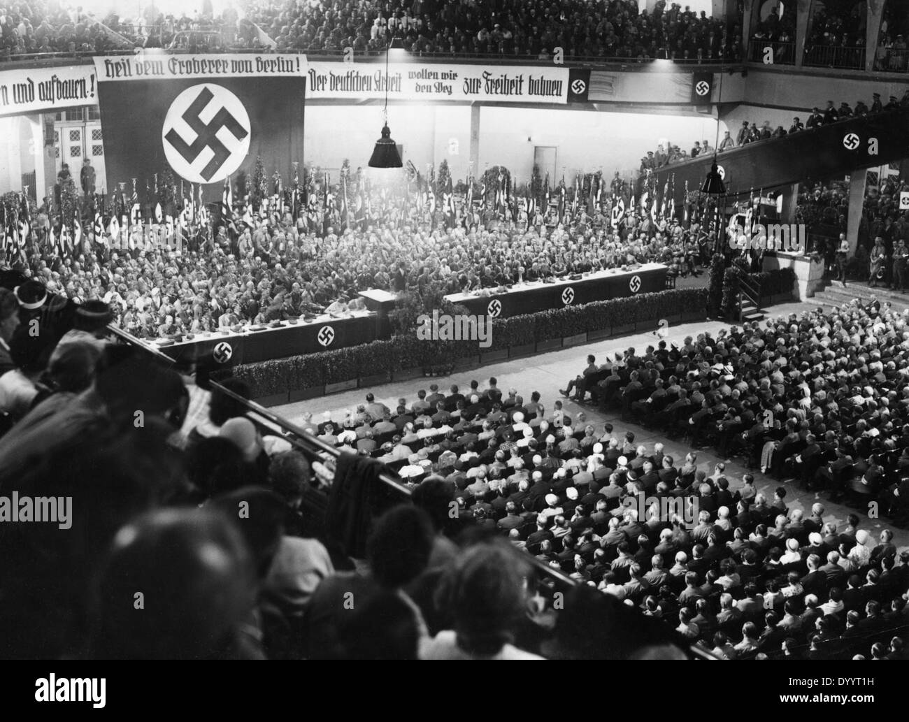 Josef Goebbels speaks at a convention in Berlin, 1933 Stock Photo