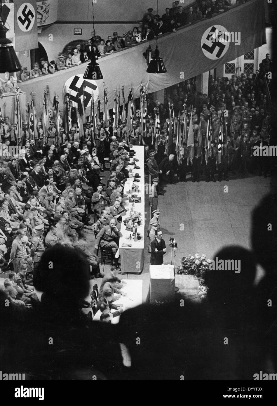 Joseph Goebbels in the Berlin Sportpalast, 1933 Stock Photo