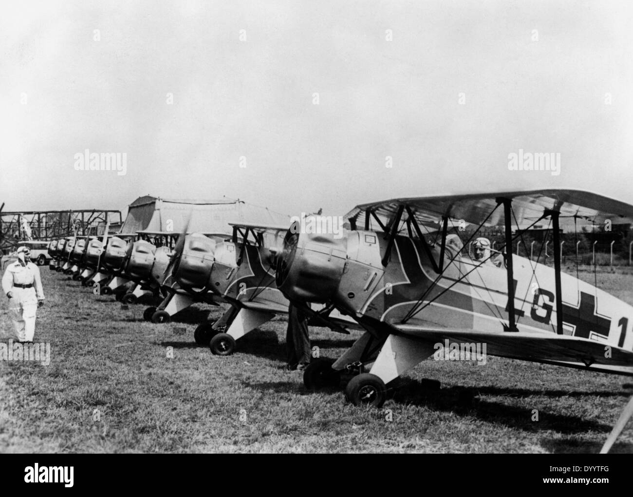 Aerobatics staff of the German Luftwaffe in Brussles, 1939 Stock Photo