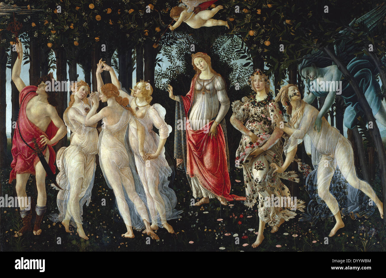 Primavera (Spring) 1477-1478 by Sandro Botticelli (1445-1510). Italian painter. Tempera on panel. Stock Photo