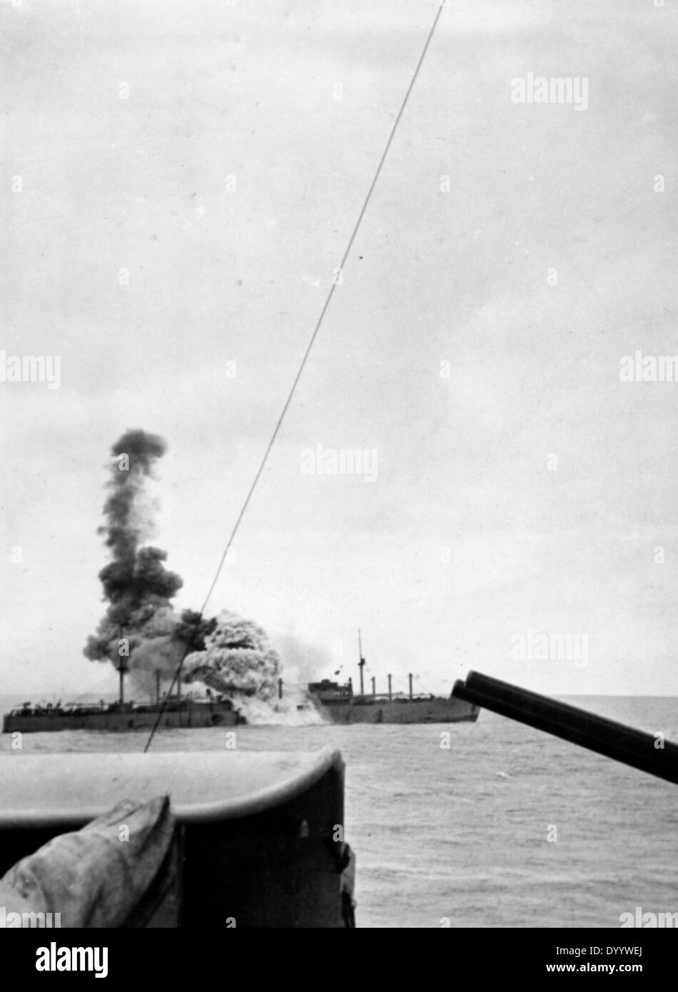 Scuttling of a British merchant ship by 'Admiral Graf Spee', 1939 Stock Photo