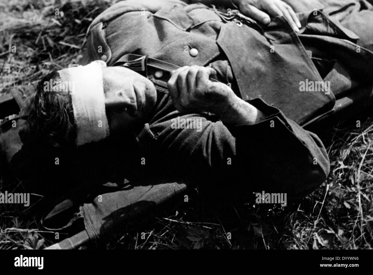 A wounded German infantryman, 1942 Stock Photo