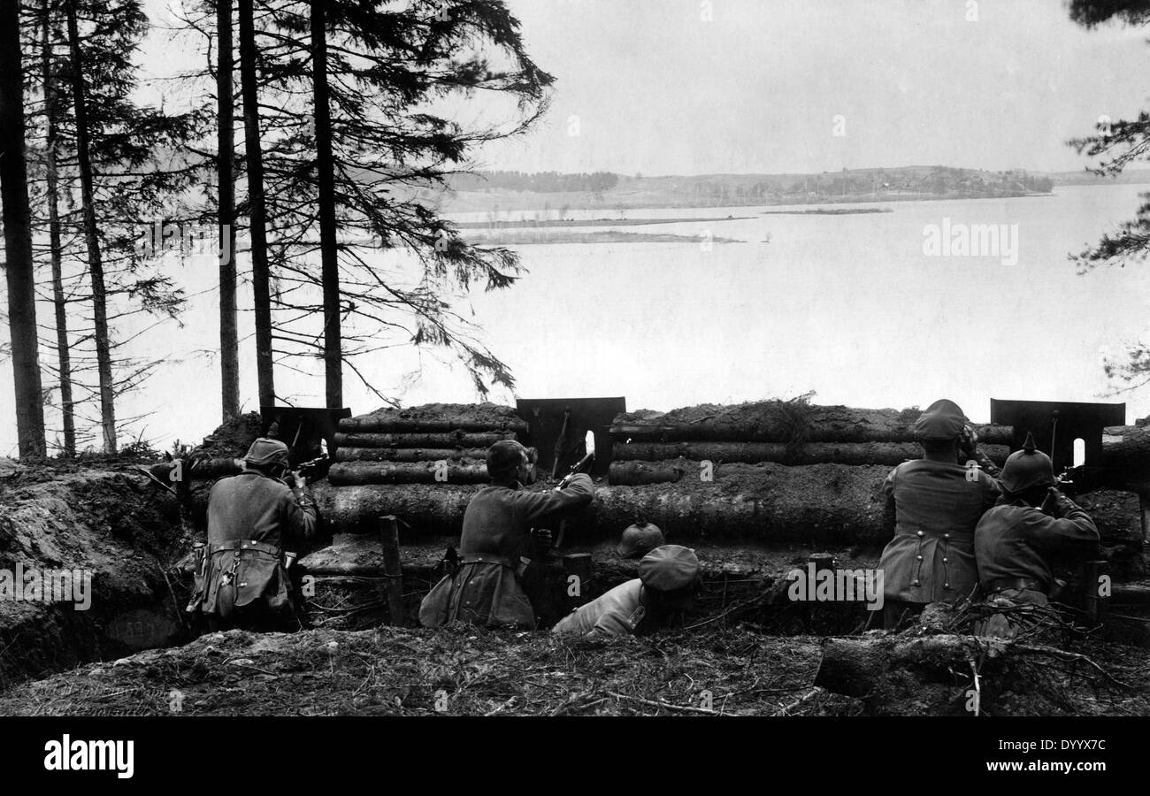 German defensive position during the Battle of Tannenberg, 1914 Stock Photo