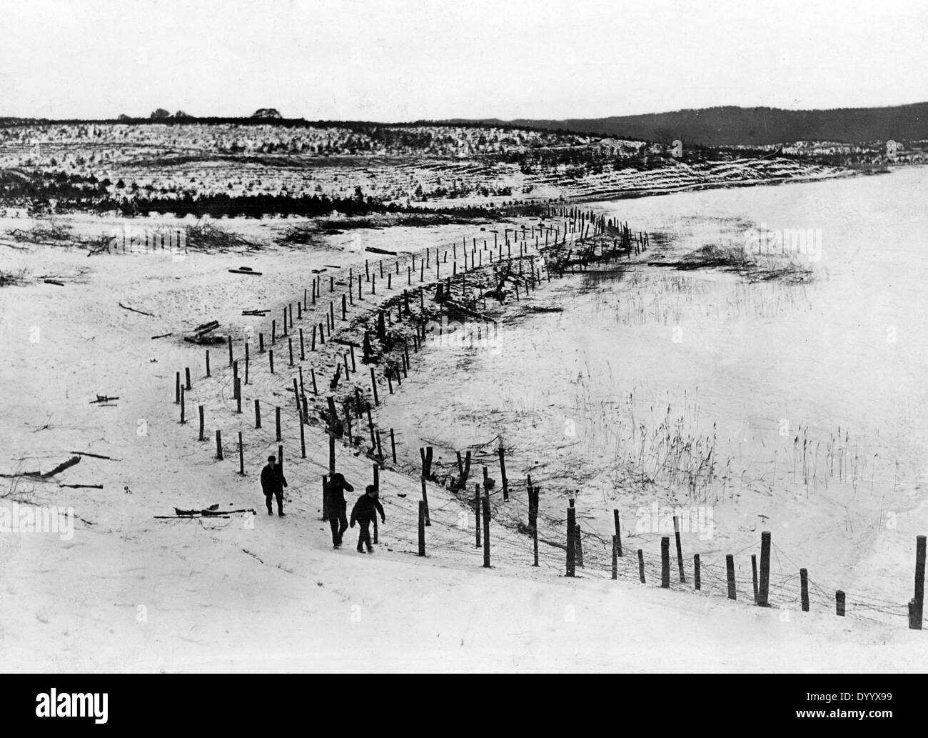 Barbed wire entanglement at the Masurian Lakes, 1915 Stock Photo