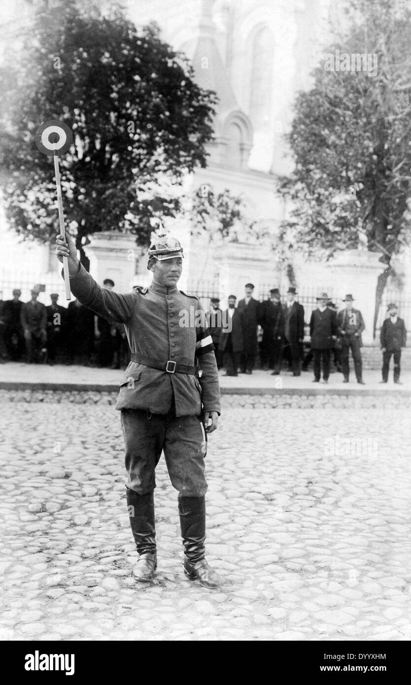 German traffic policeman in Grodno, 1915 Stock Photo