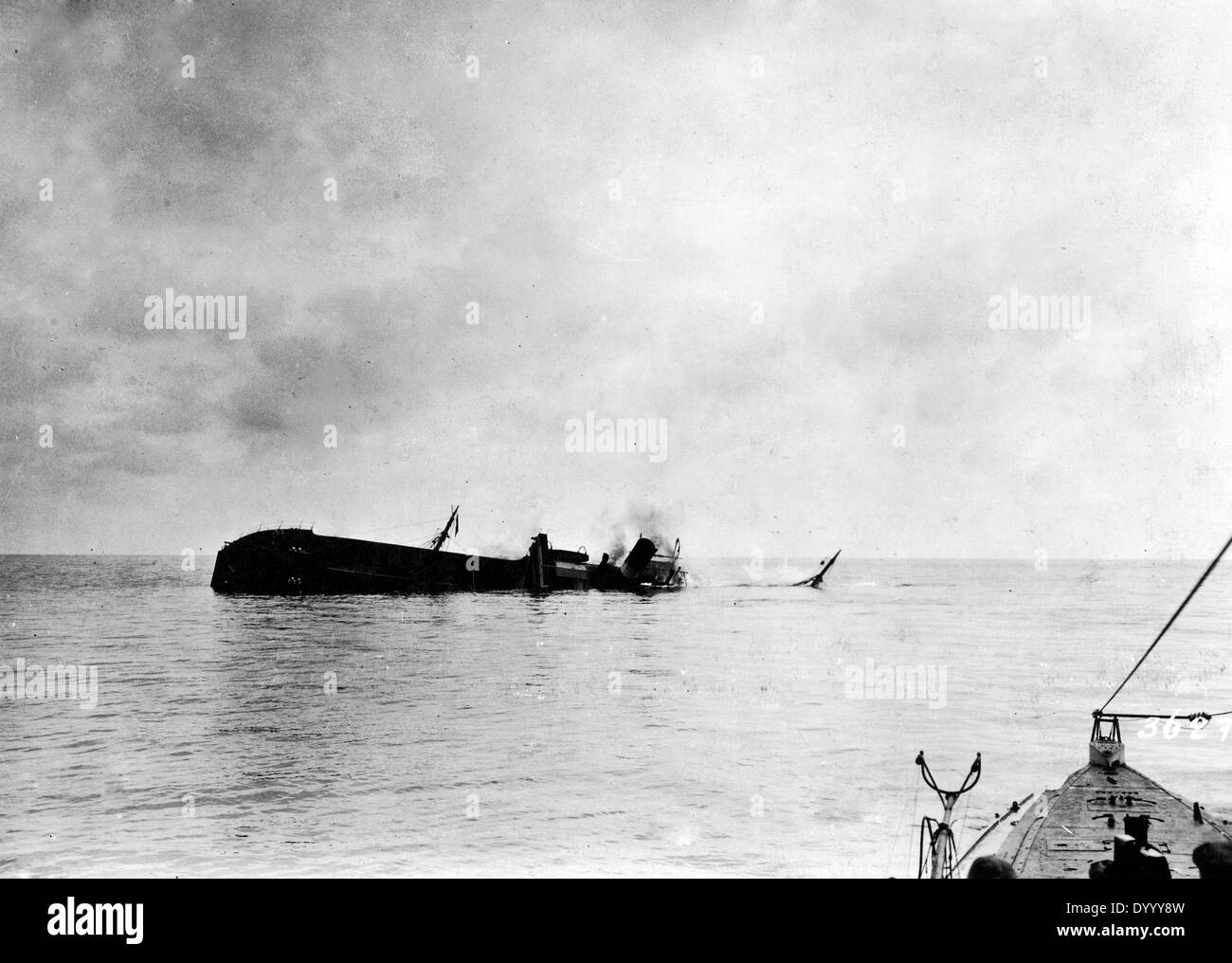 Sinking of an Greek ship in World War I Stock Photo