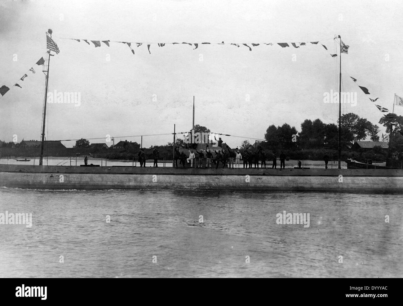 Merchant-submarine 'Deutschland' in the harbour of Bremen, 1916 Stock Photo