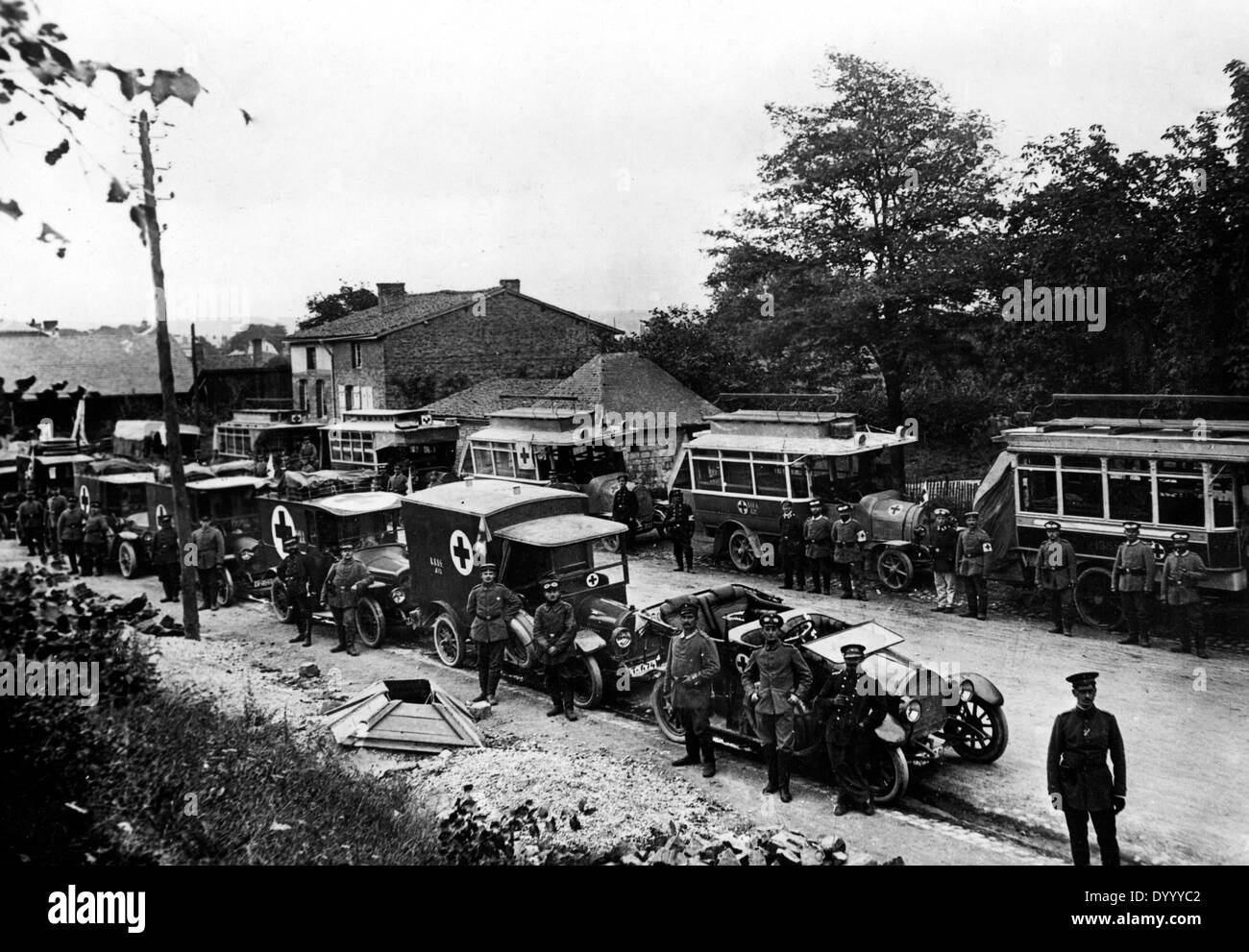 Ambulances of the German Red Cross in World War I, 1915 Stock Photo