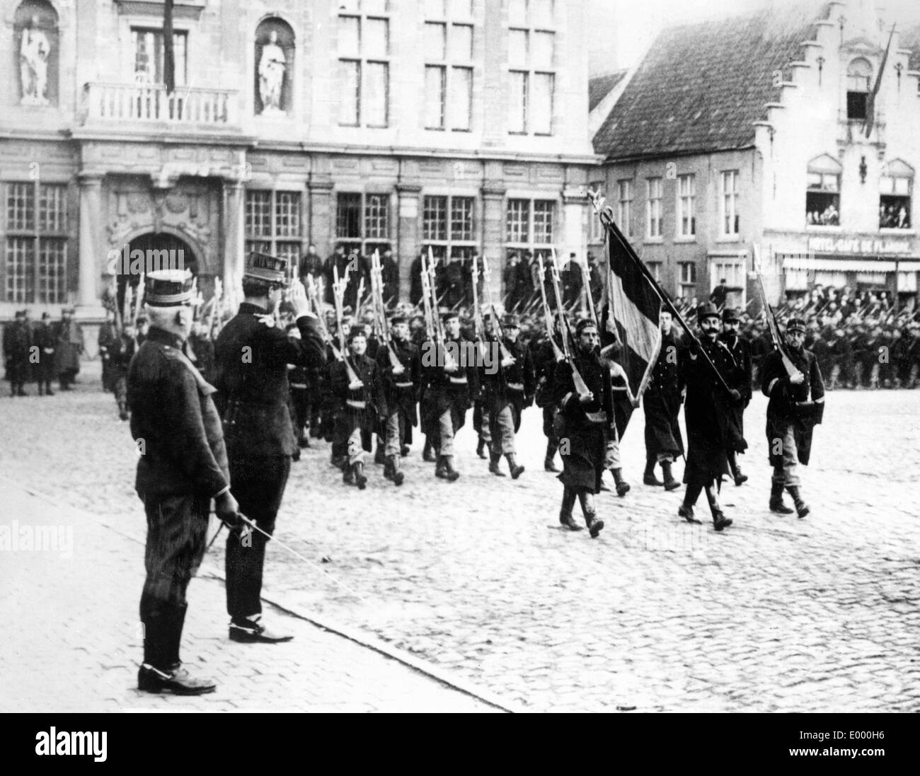 A military parade for the Belgian King Stock Photo