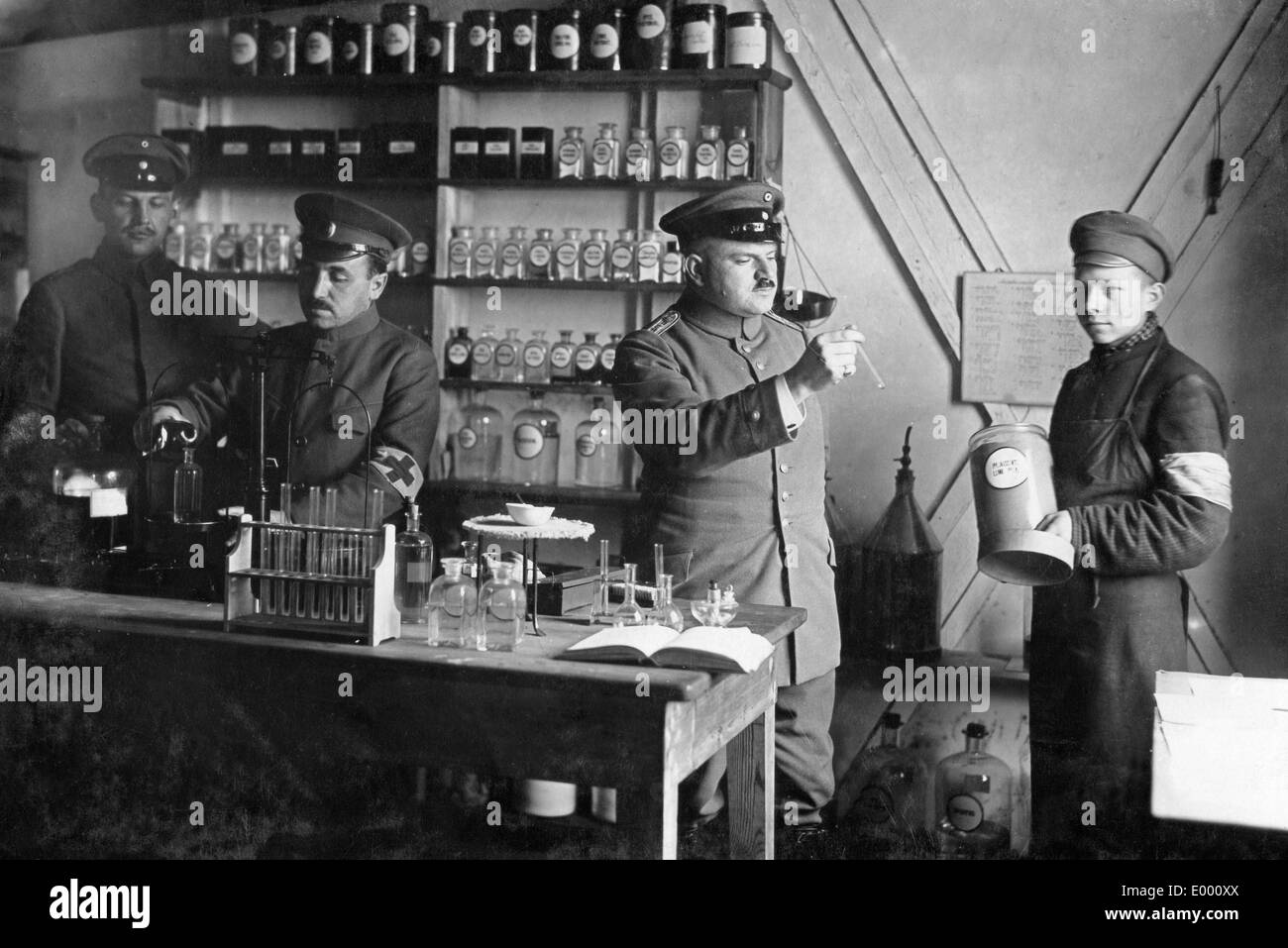 Camp pharmacy in Crossen, 1915 Stock Photo