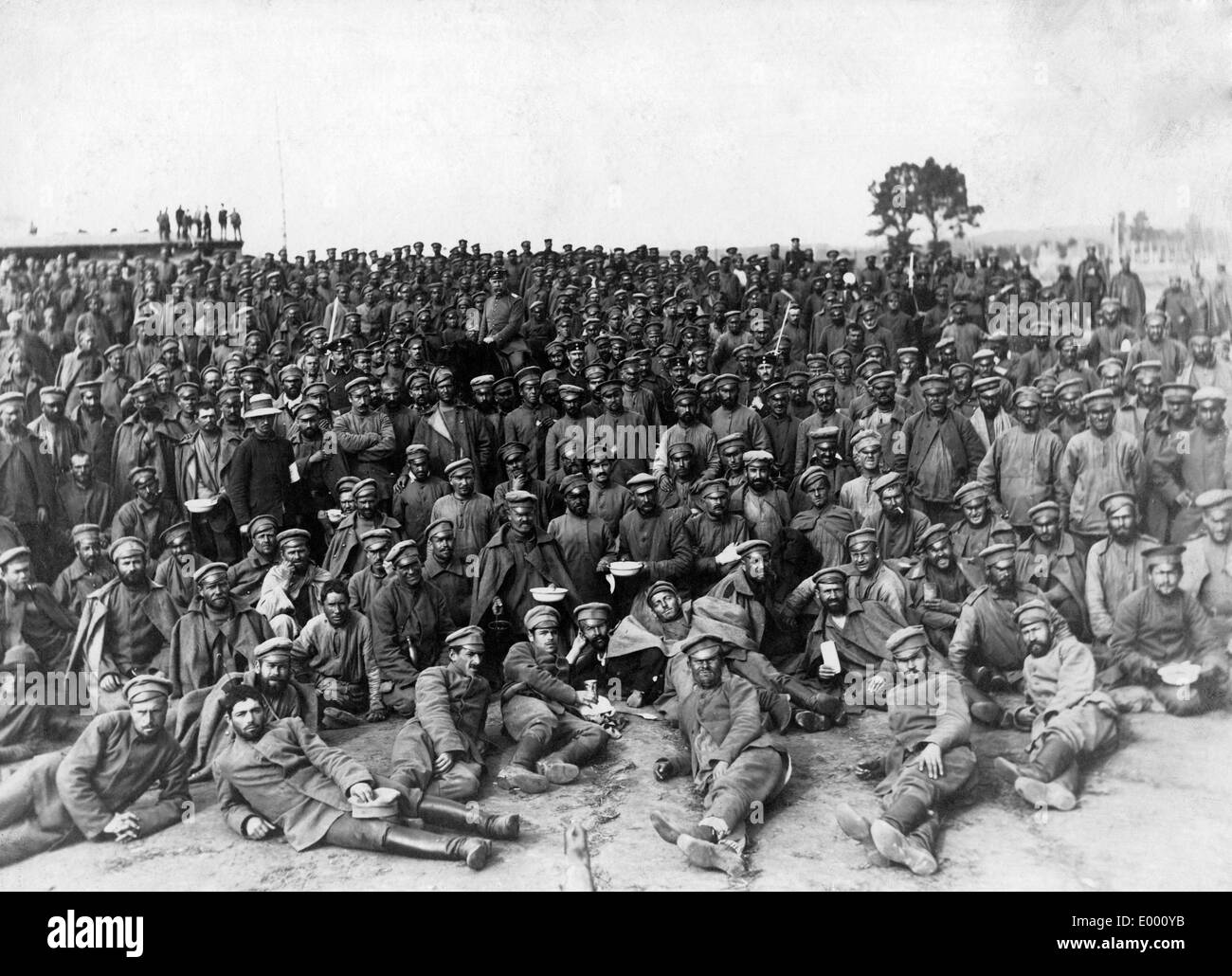 Russian prisoners of war at the Guben prison camp, 1915 Stock Photo