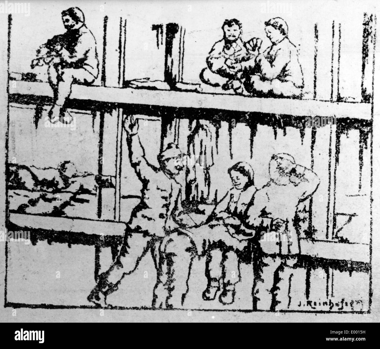 Caricature of the war captivity in Russia Stock Photo