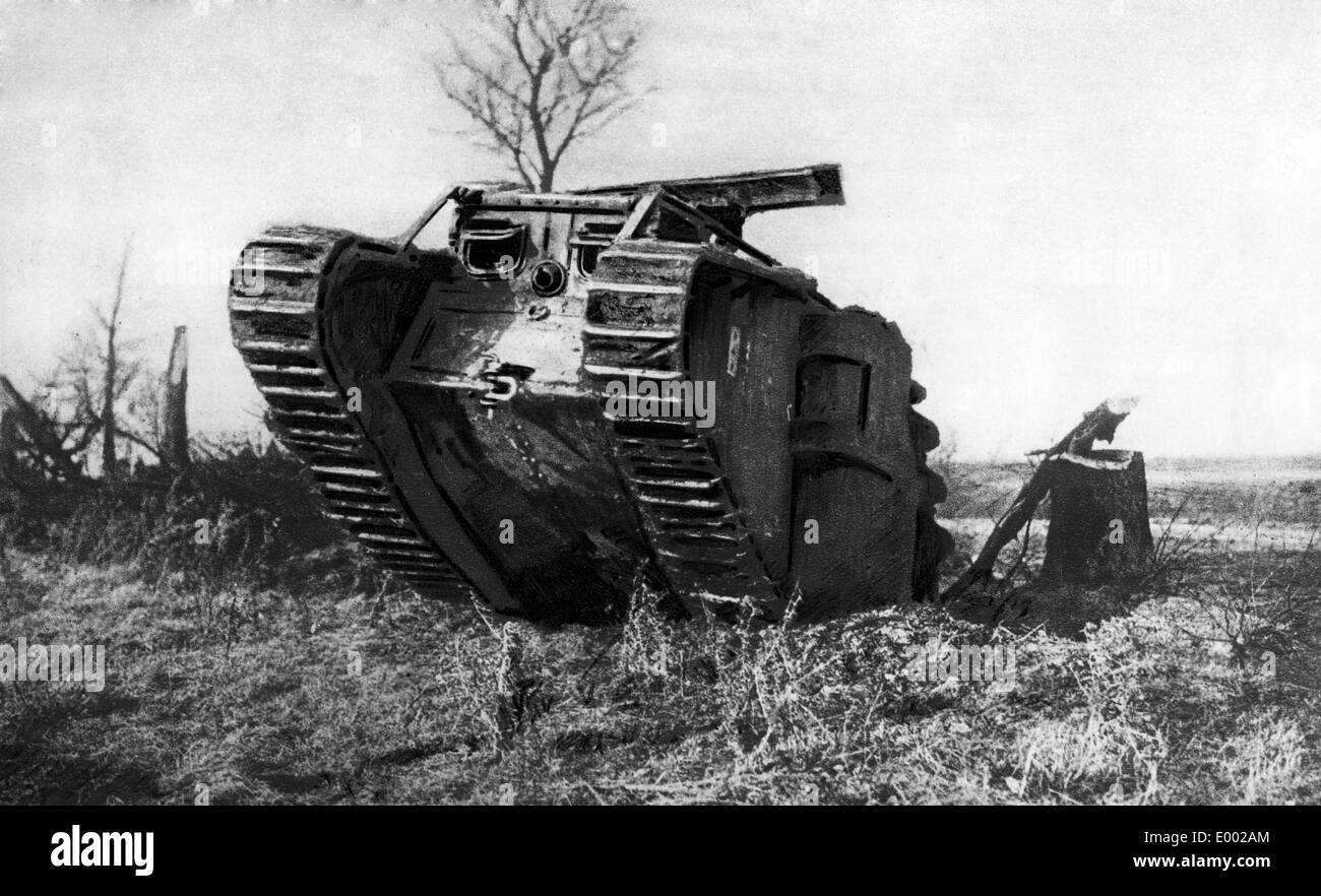English tank on the Western Front after the First World War Stock Photo