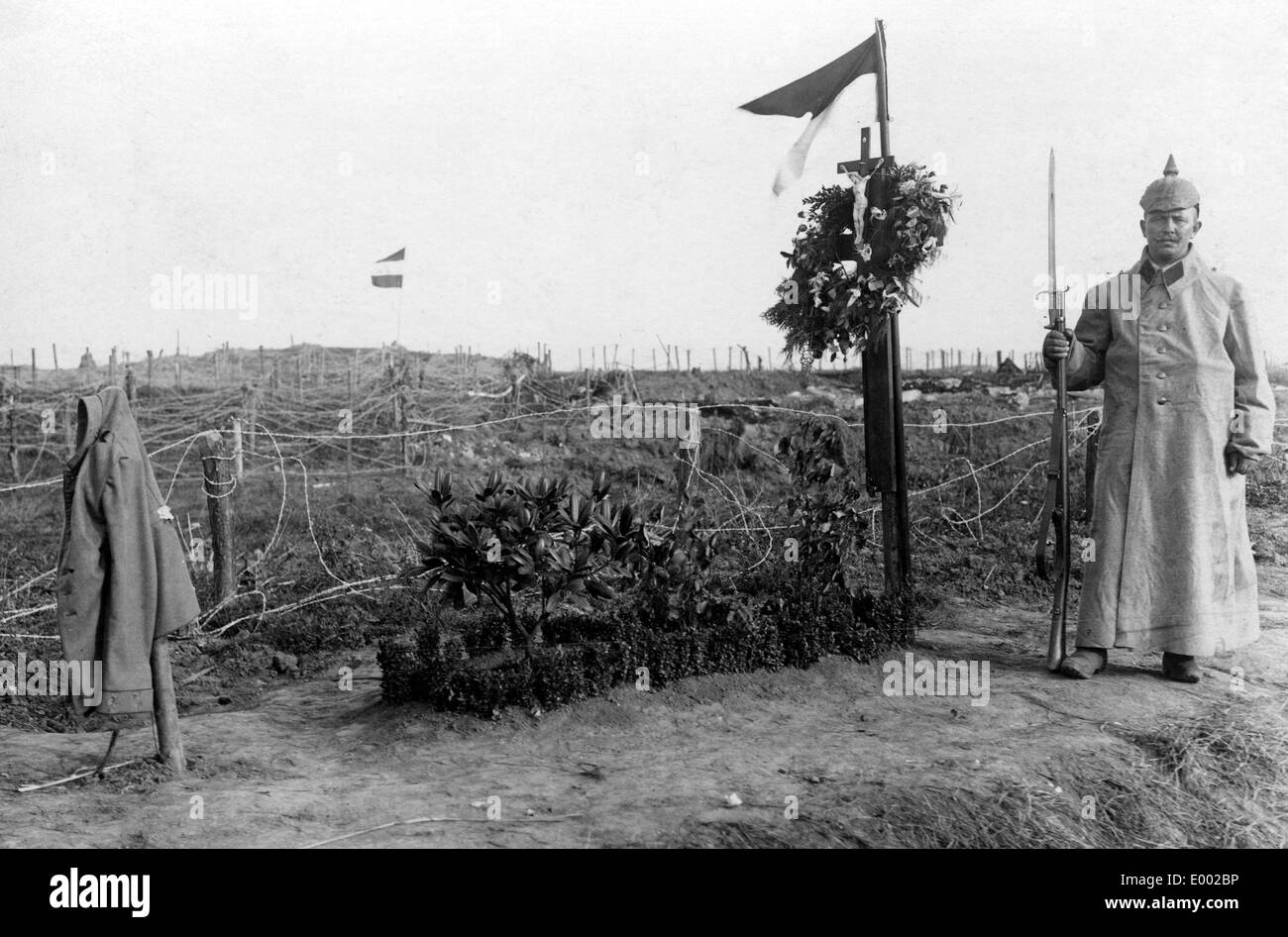 Tomb of a Guard Dragoon in Belgium, 1914 Stock Photo