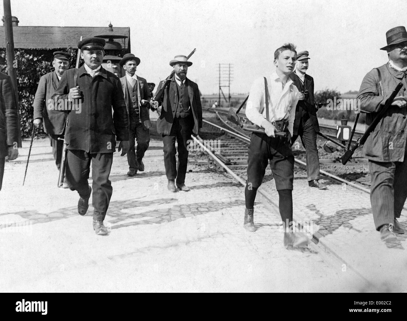 Berlin home guard on patroll, 1914 Stock Photo