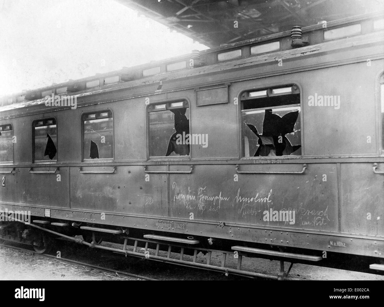 Demolished train, 1914 Stock Photo