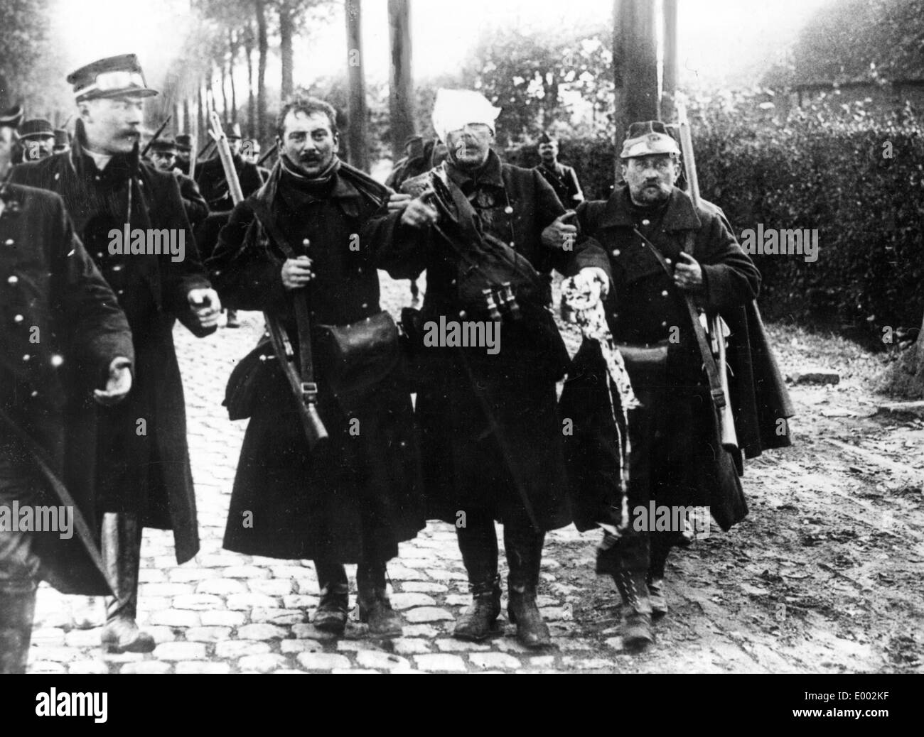Injured Belgian soldiers, 1914 Stock Photo