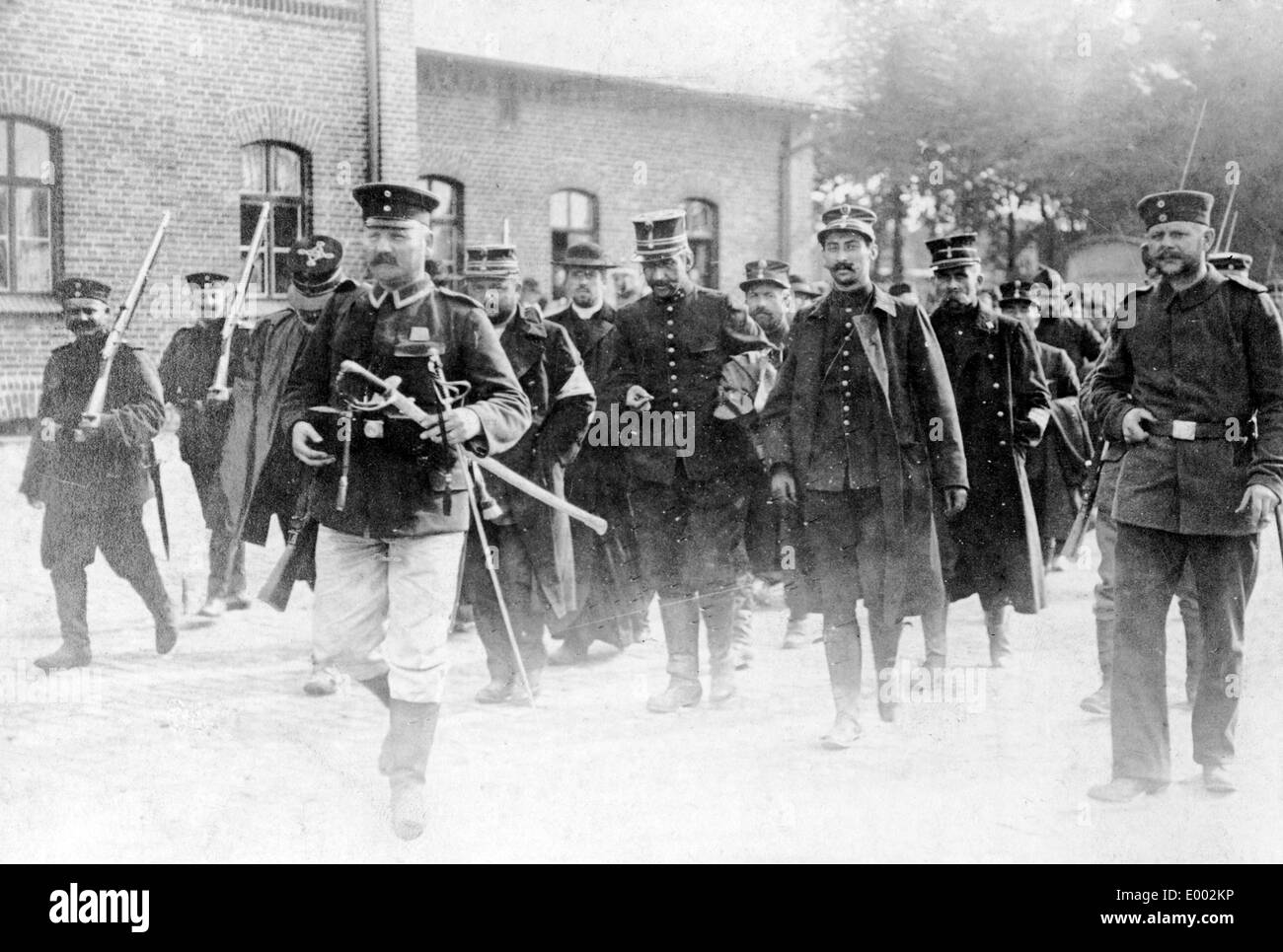 Belgian officers in German war captivity, 1914 Stock Photo