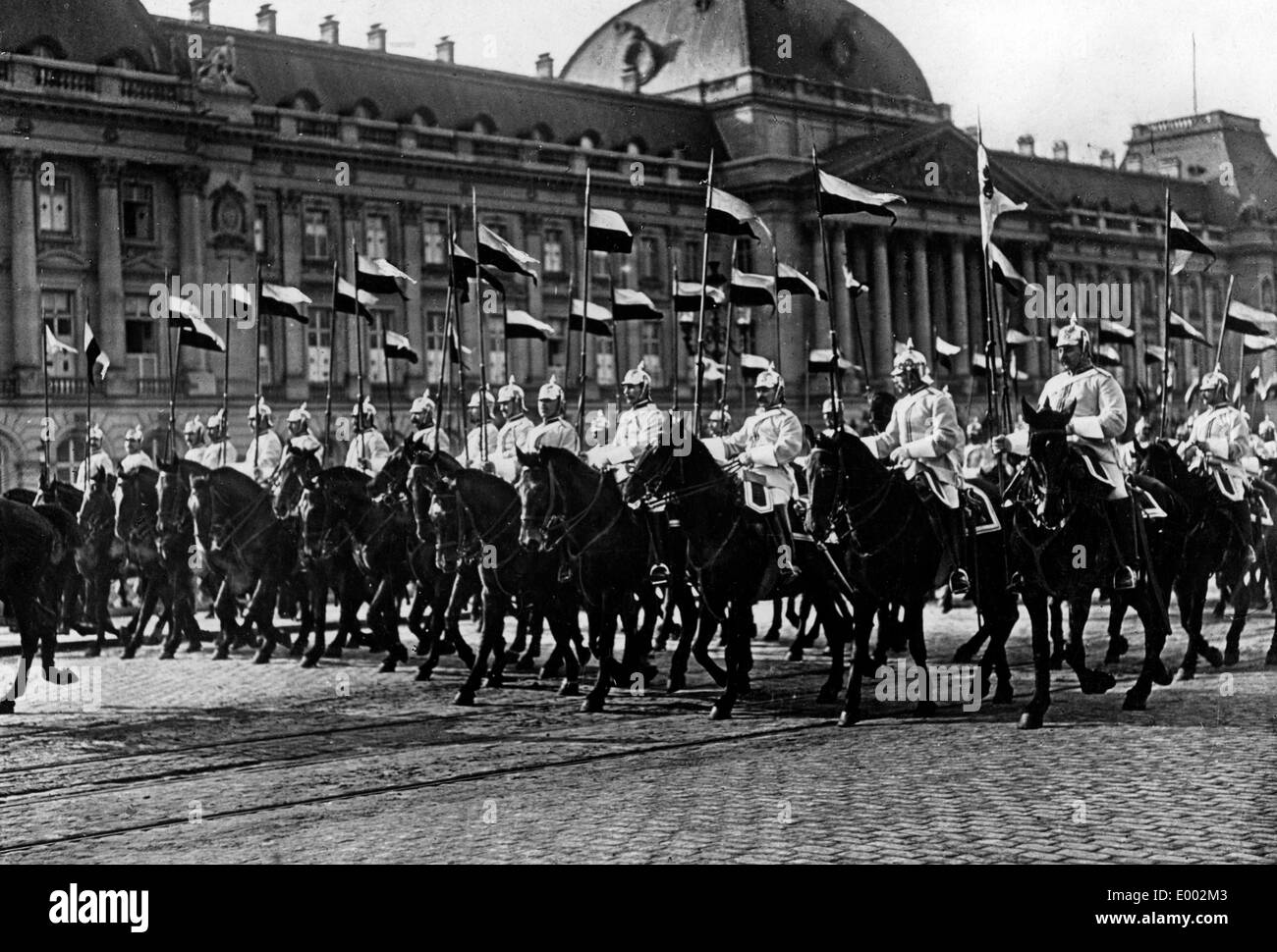 German cuirassiers in Brussels, 1915 Stock Photo