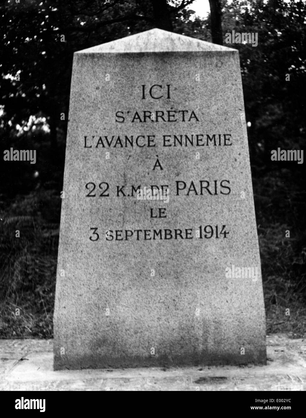 Memorial stone in France, 1914 Stock Photo