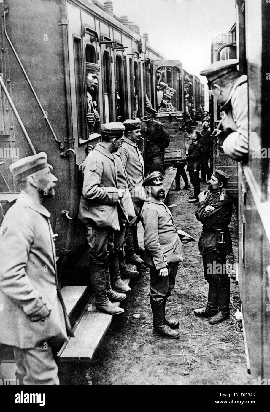 Troop transport of German infantrymen Stock Photo