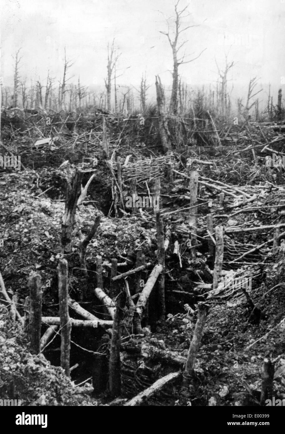 Destroyed French trench, 1916 Stock Photo