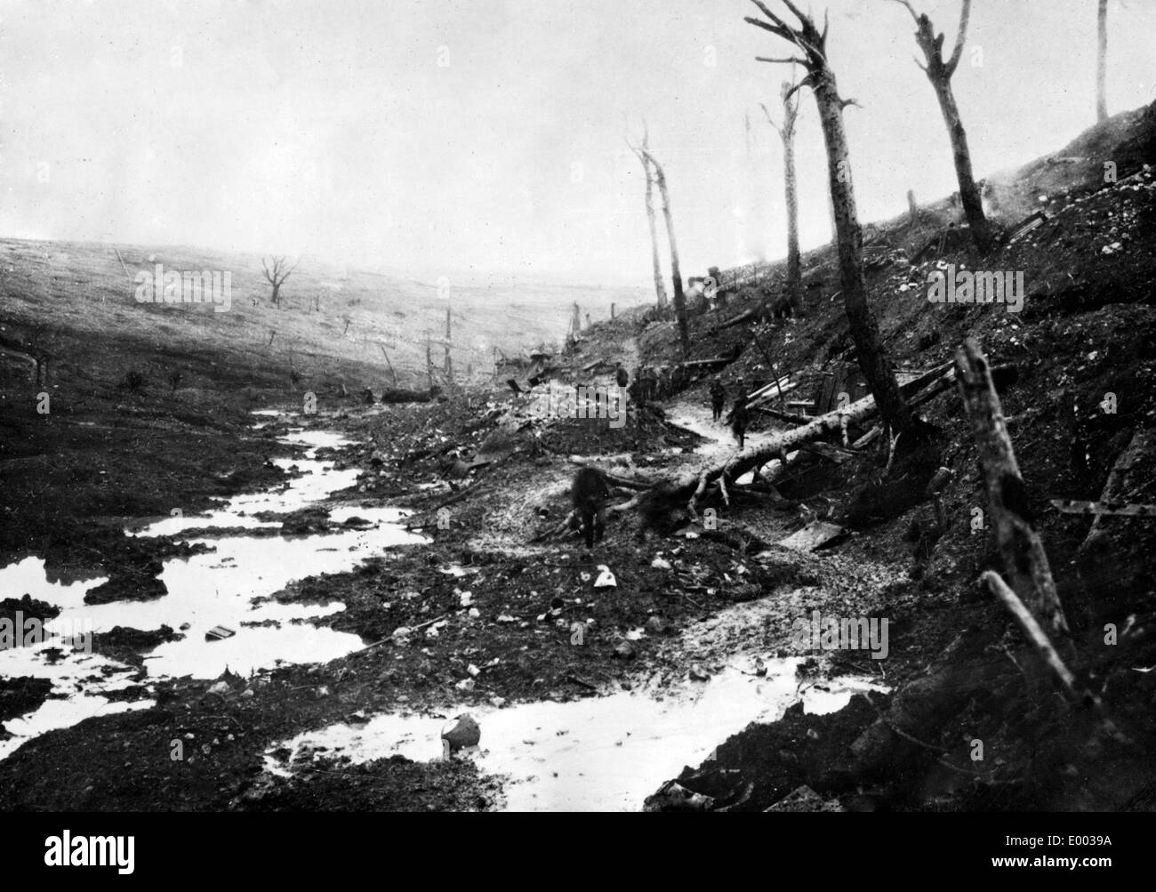Destroyed landscape near Verdun, 1916 Stock Photo