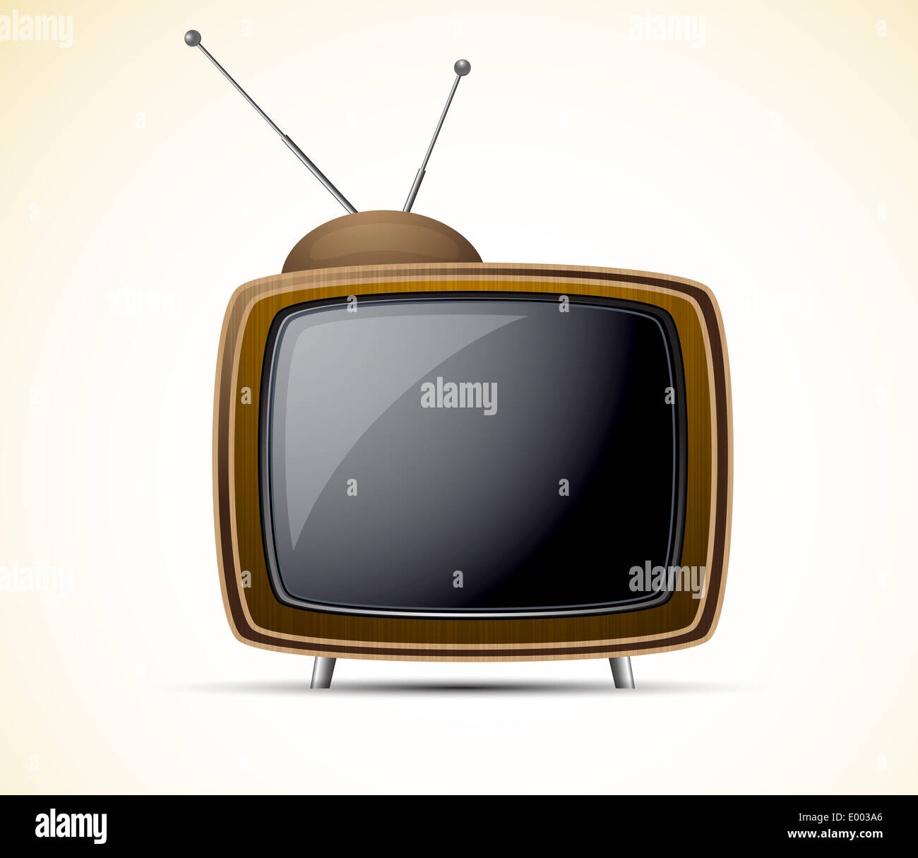 Carton retro tv in brown color. Shiny illustration Stock Photo