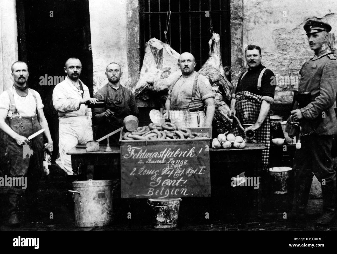 German 'field sausage factory' in Gent, 1914 Stock Photo Alamy