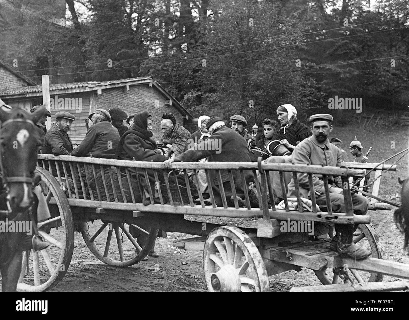 Evacuation of the inhabitants of Antry, 1914 Stock Photo