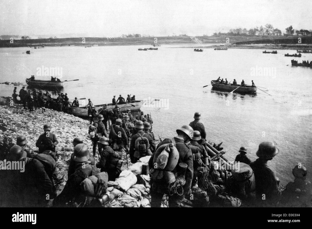 Crossing over the Daugava River, 1917 Stock Photo