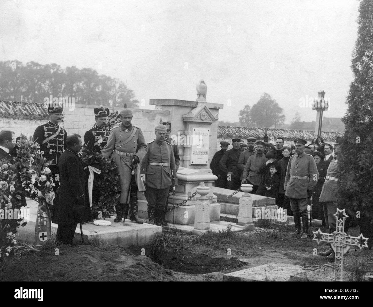 Funeral of a Belgian Captain-commander, 1914 Stock Photo