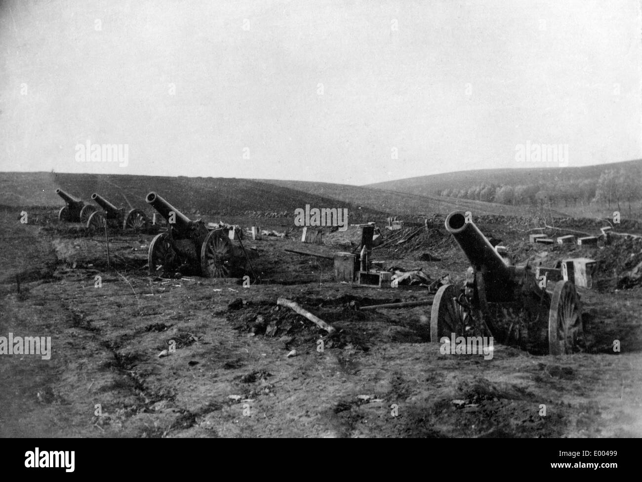 Austrian howitzers in the Carpathian Mountains, 1915 Stock Photo