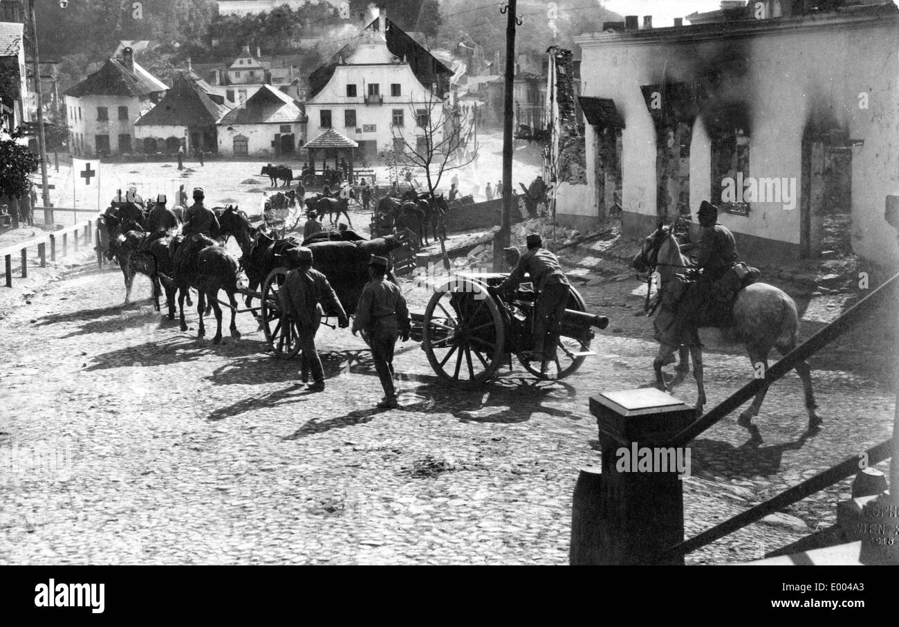 Austro-Hungarian artillerymen on the march, 1914 Stock Photo
