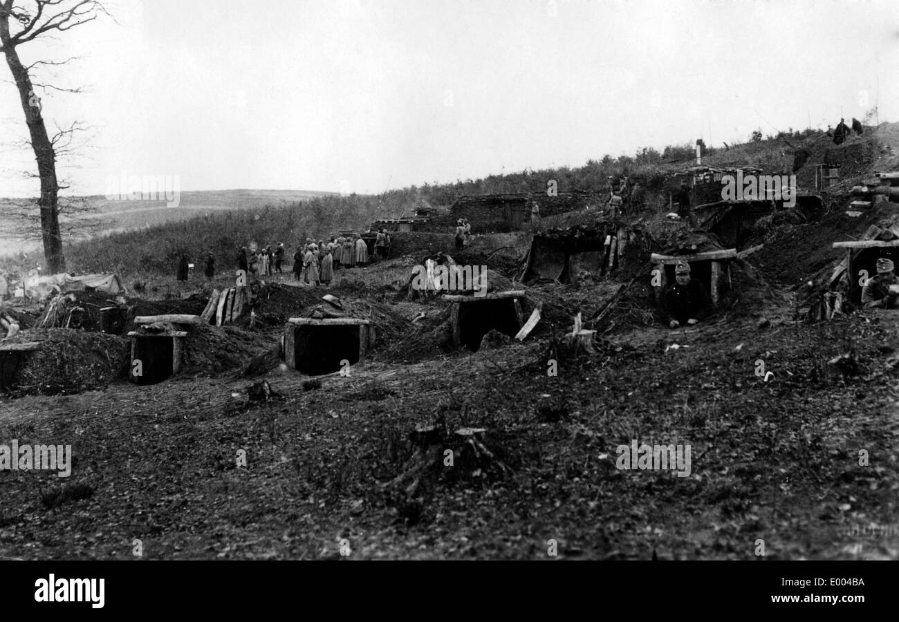 Dugouts of the Austrian troops in Poland, 1914 Stock Photo