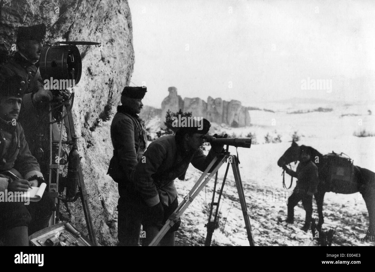 Cavalry sends remote signals near Skarcjce, 1915 Stock Photo