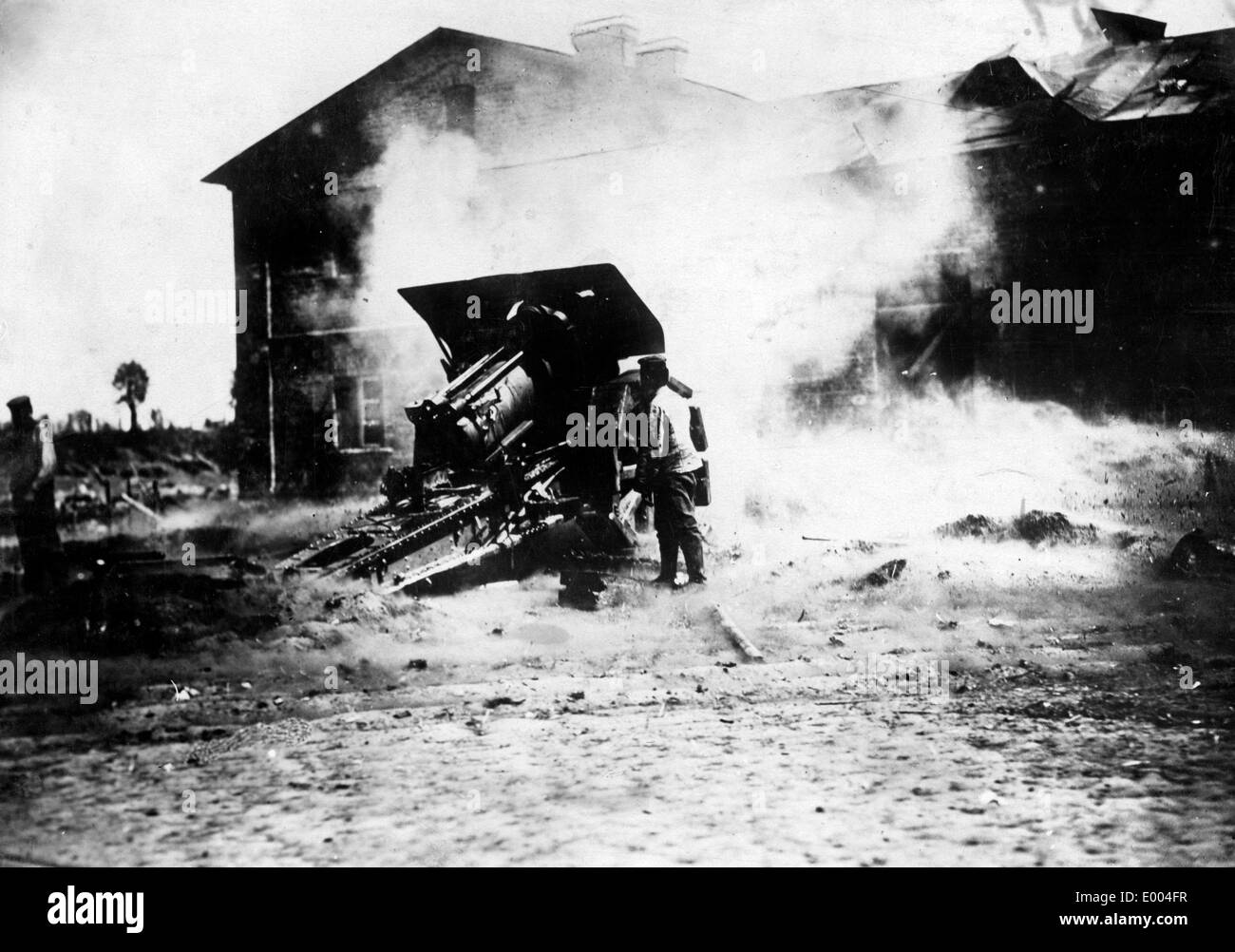 Austro-Hungarian heavy coastal defense mortar, 1917 Stock Photo