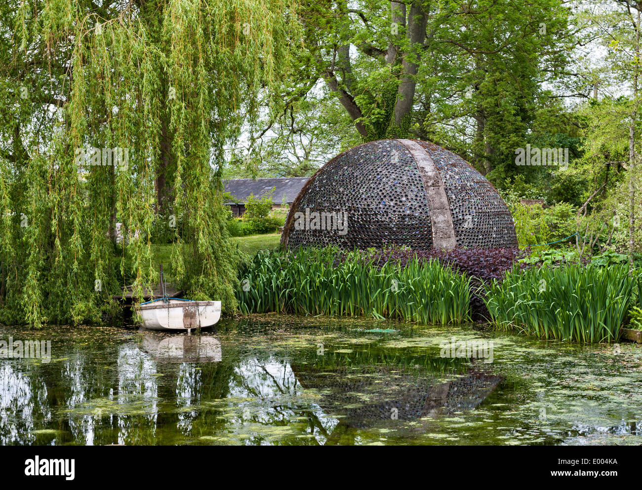 Westonbury Mill Water Gardens, Pembridge, Herefordshire. The dome, built from hundreds of wine bottles Stock Photo