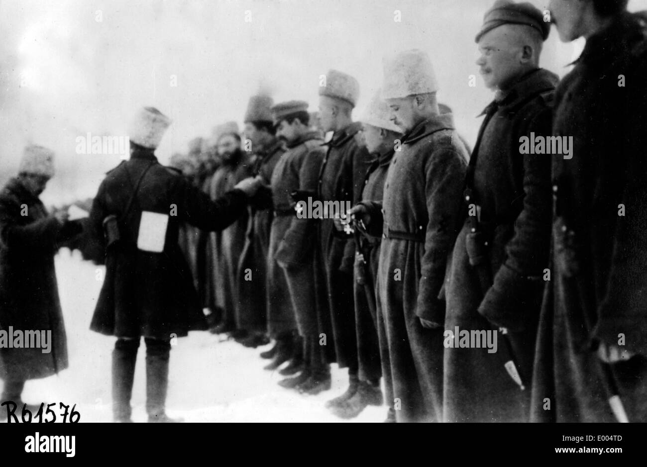 Conferment of the St George's Cross upon Russian soldiers Stock Photo